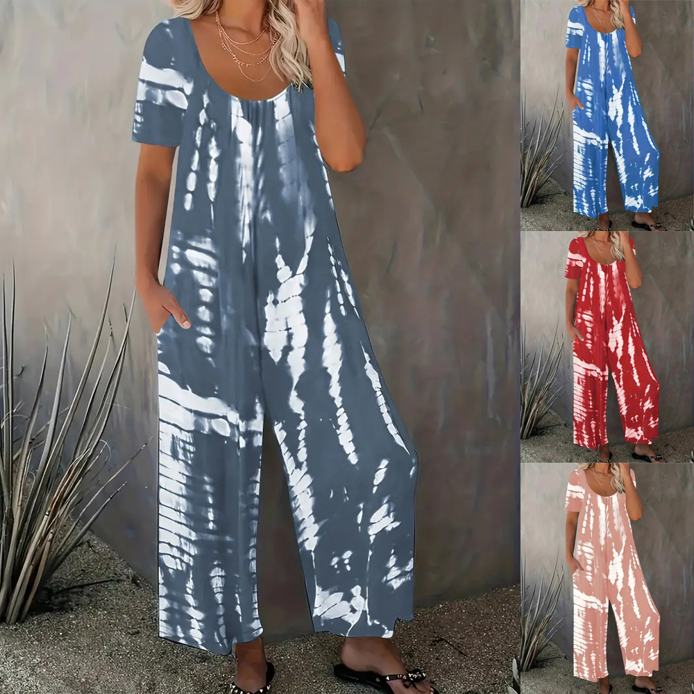 Summer Clothing For Plus Size Women - Plus Size Stripe Printed Round Neck