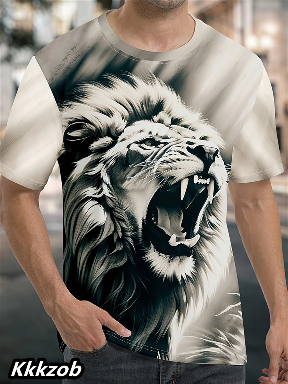 Men's Lion Print Short Sleeve  - Summer Clothing Essentials Men avis et prix