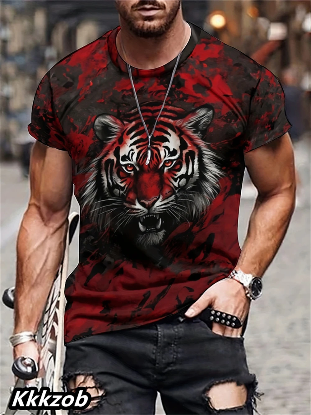 Men's Lion Print Short Sleeve  - Summer Clothing Essentials Men avis et prix
