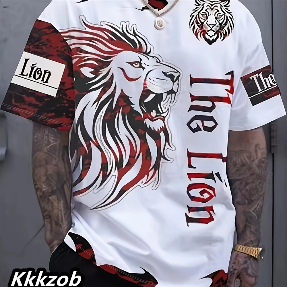 Men's Lion Print Short Sleeve  - Summer Clothing Essentials Men avis et prix