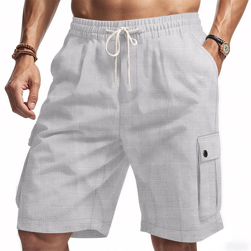 Men's Summer Straight Leg Carg - Linen Shorts Men avis et prix