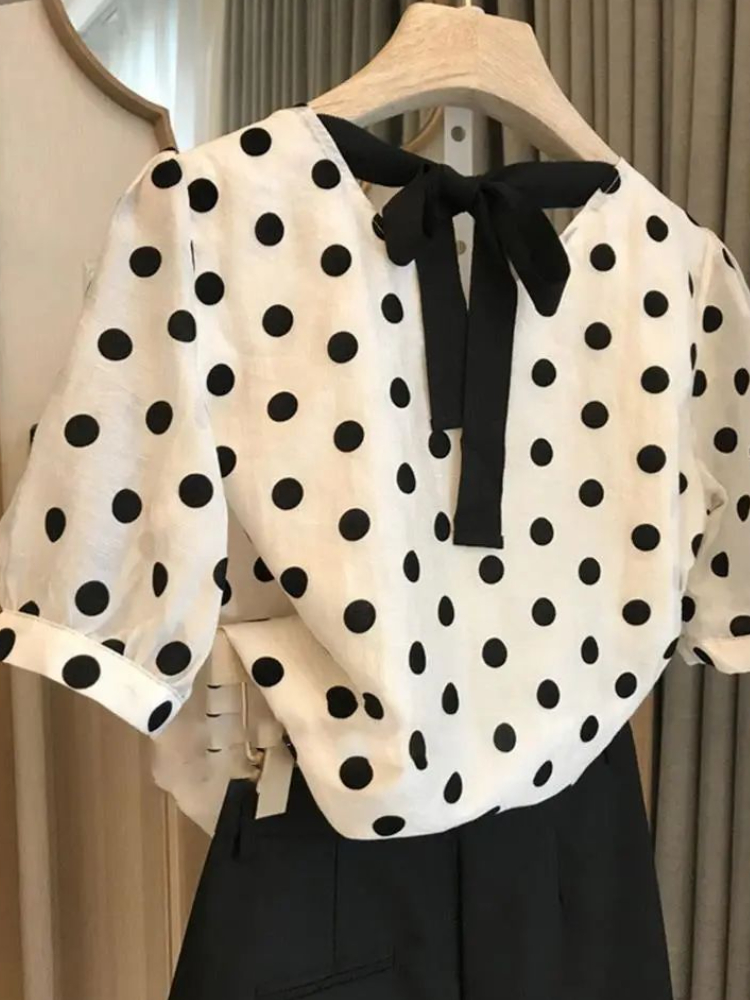 Polka Dot Blouses Women Elegan - Summer Clothing Vintage avis et prix