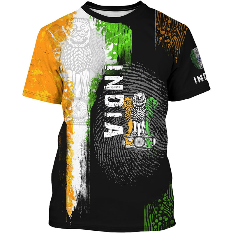 India Flag Print T-shirt Men's - Summer Clothing India avis et prix