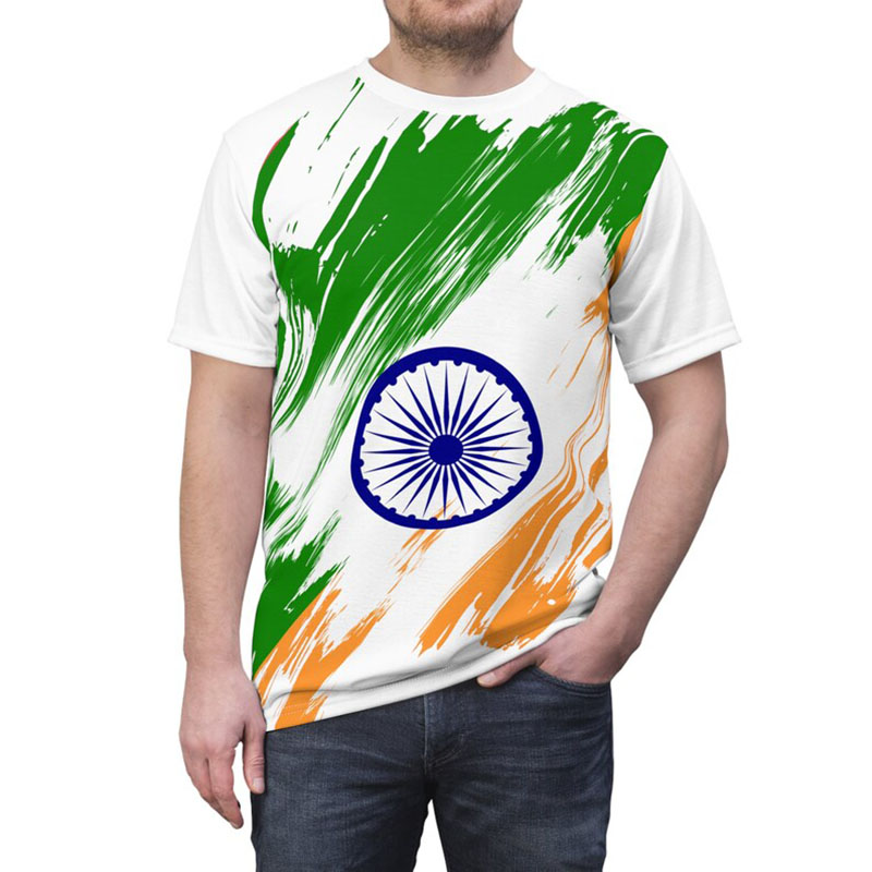 India Flag Print T-shirt Men's - Summer Clothing India avis et prix