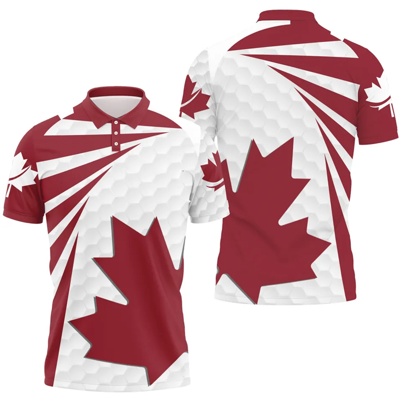 Maple Leaf Flag Polo Shirt For - Summer Clothing Canada avis et prix