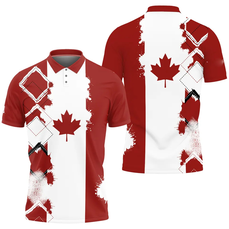 Maple Leaf Flag Polo Shirt For - Summer Clothing Canada avis et prix