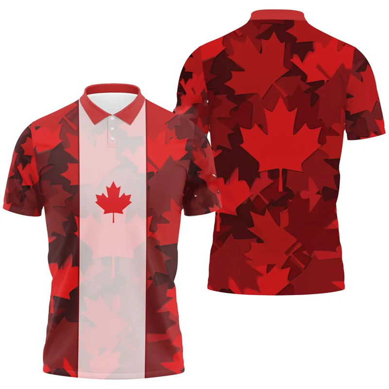 Maple Leaf Flag Polo Shirt For - Summer Clothing Canada avis et prix
