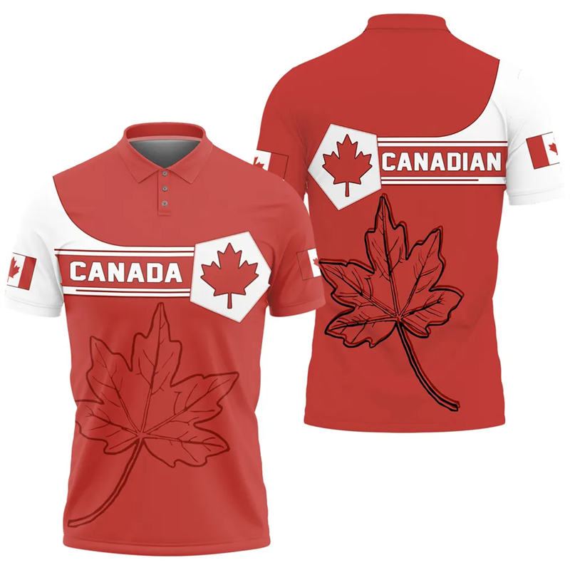 Maple Leaf Flag Polo Shirt For - Summer Clothing Canada avis et prix