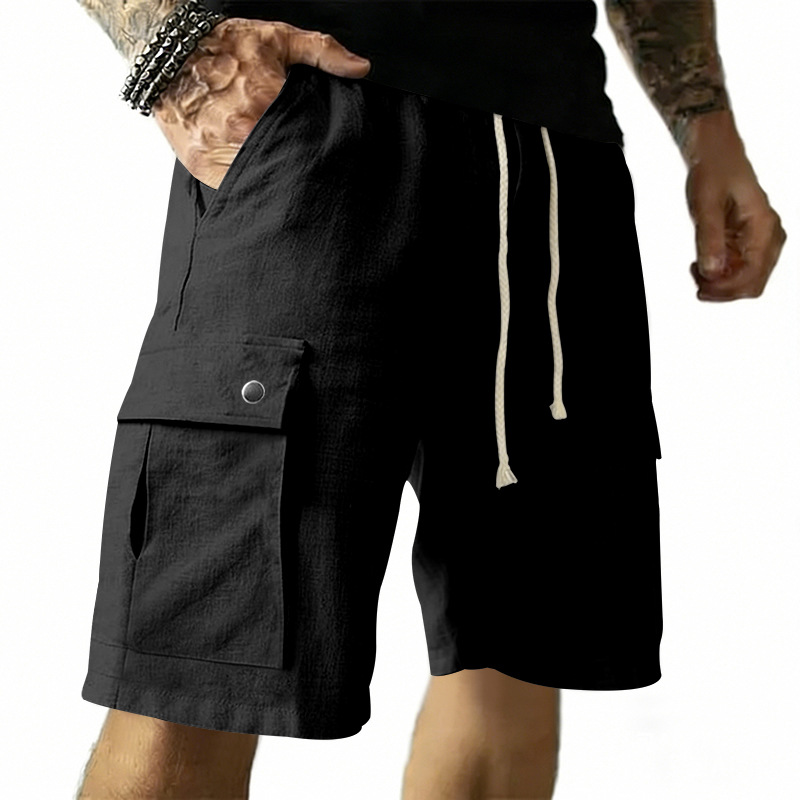 European and American multi-po - Linen Shorts Men avis et prix