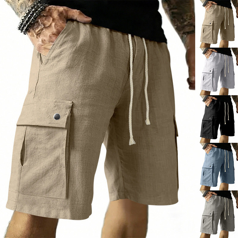 European and American multi-po - Linen Shorts Men avis et prix