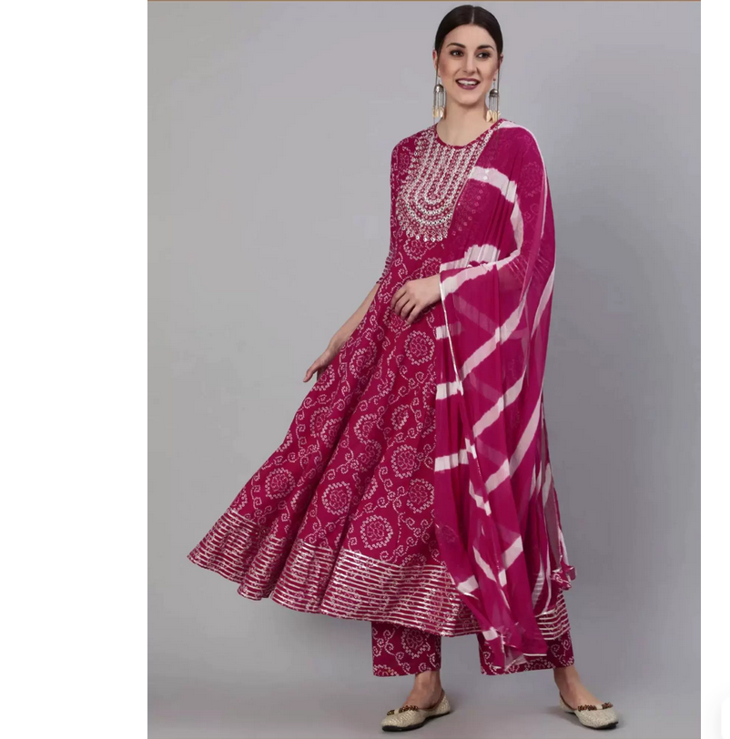 Indian Pure Cotton Rose Red Pr - Summer Clothing India avis et prix
