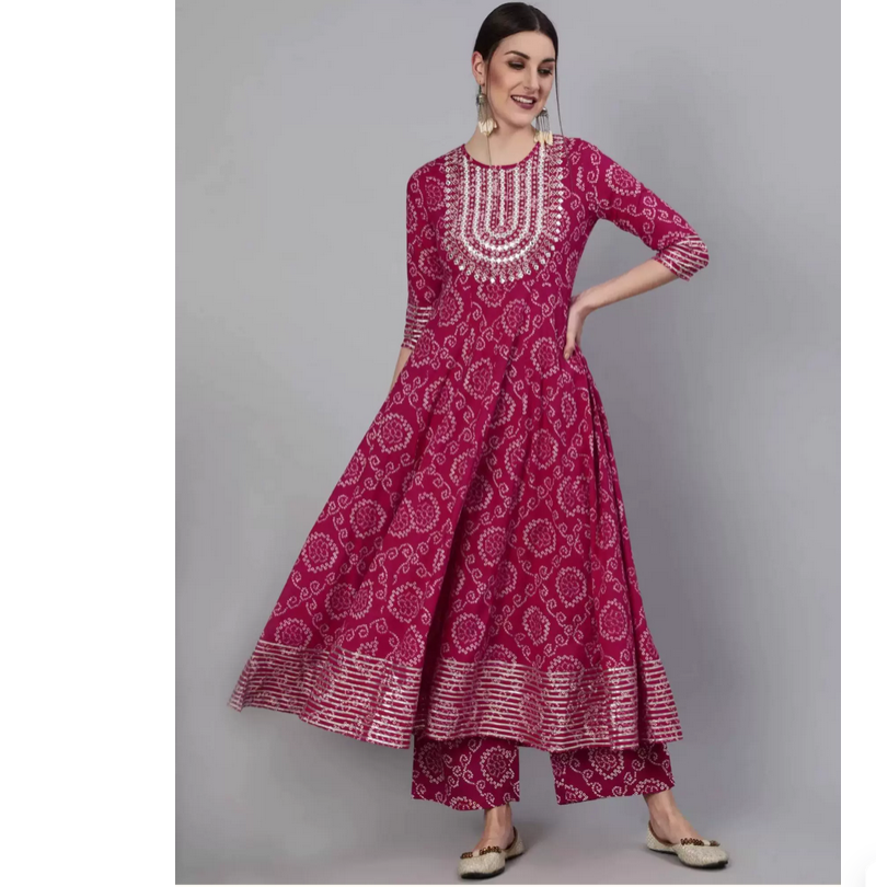 Indian Pure Cotton Rose Red Pr - Summer Clothing India avis et prix