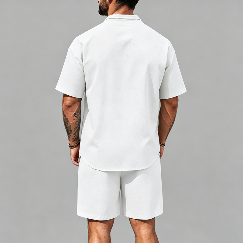 Men Linen Two Piece Outfit Sho - Linen Shorts Men avis et prix