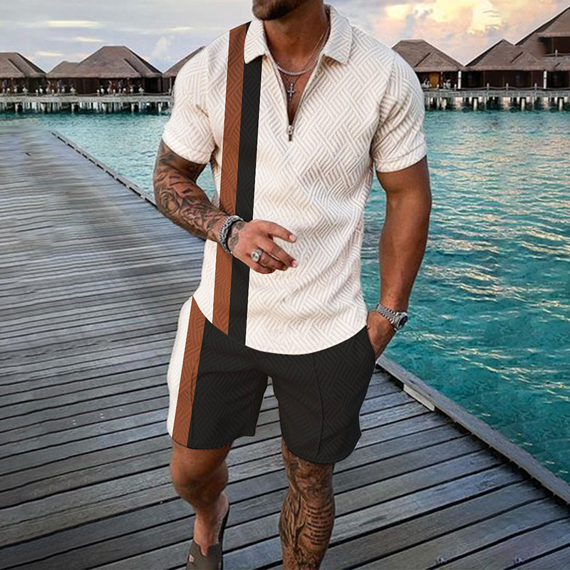 Summer Zipper Polo Shirt Suit  - Summer Clothing Styles avis et prix
