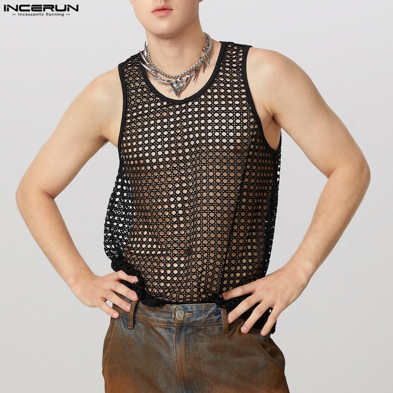 INCERUN Men Tank Tops Mesh Tra - Summer Vacation Clothing Men avis et prix