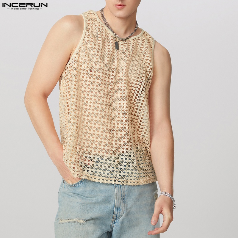INCERUN Men Tank Tops Mesh Tra - Summer Vacation Clothing Men avis et prix