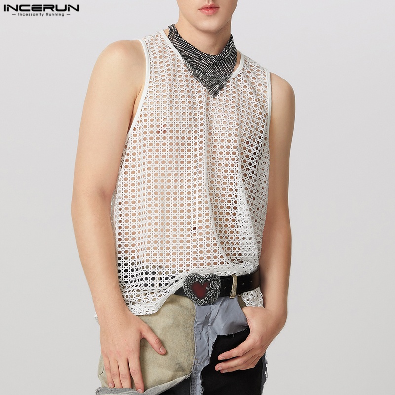 INCERUN Men Tank Tops Mesh Tra - Summer Vacation Clothing Men avis et prix