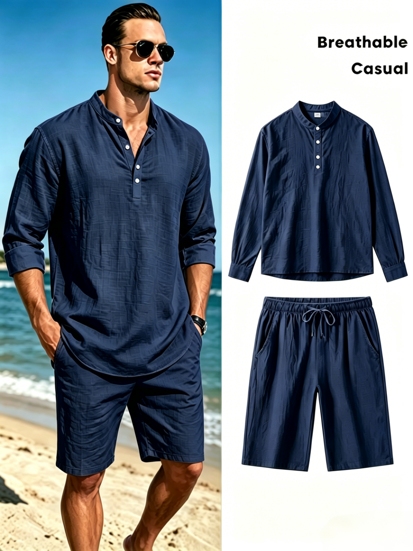 mens cotton linen henley shirt - Linen Shorts Men avis et prix