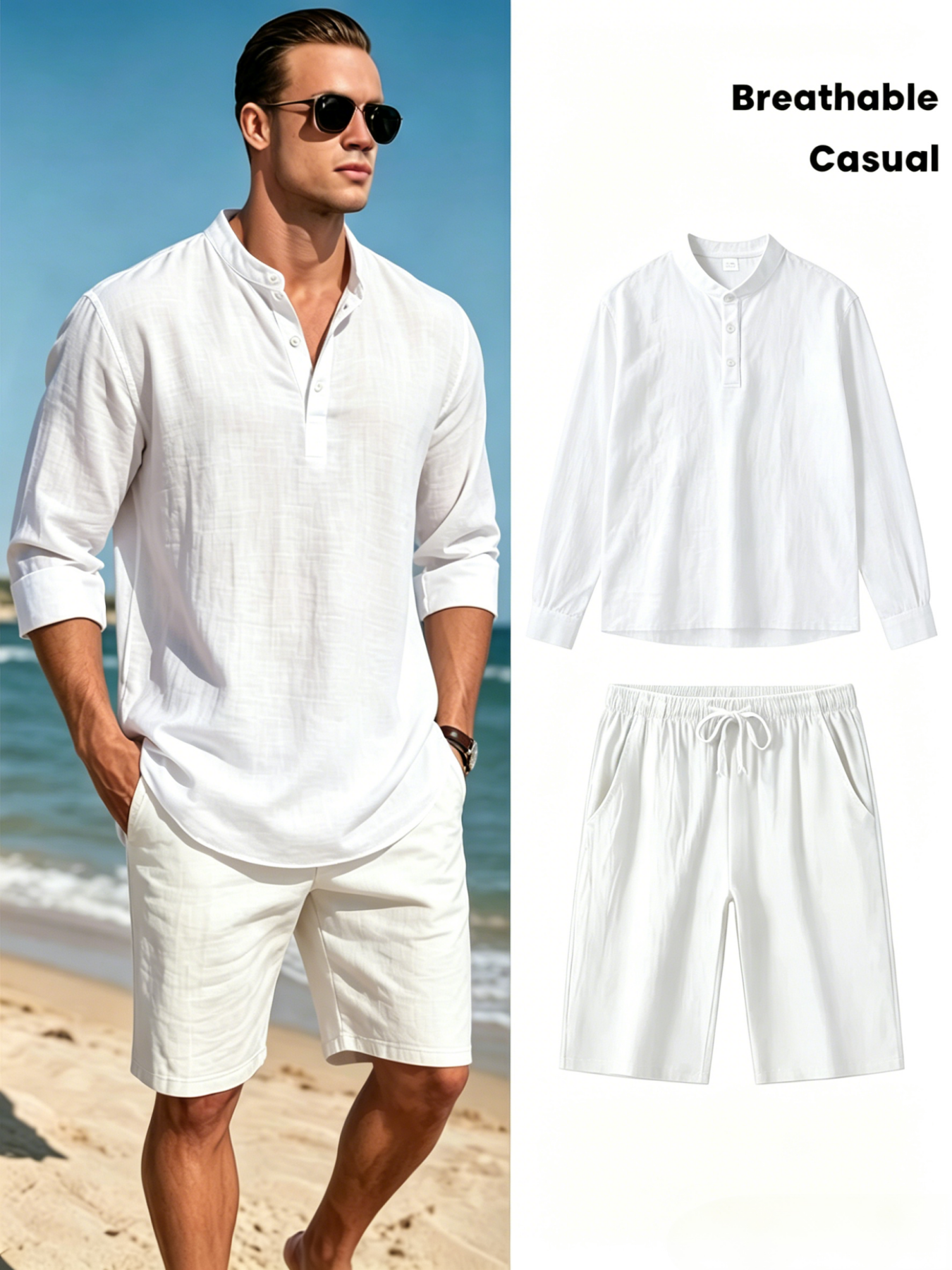 mens cotton linen henley shirt - Linen Shorts Men avis et prix