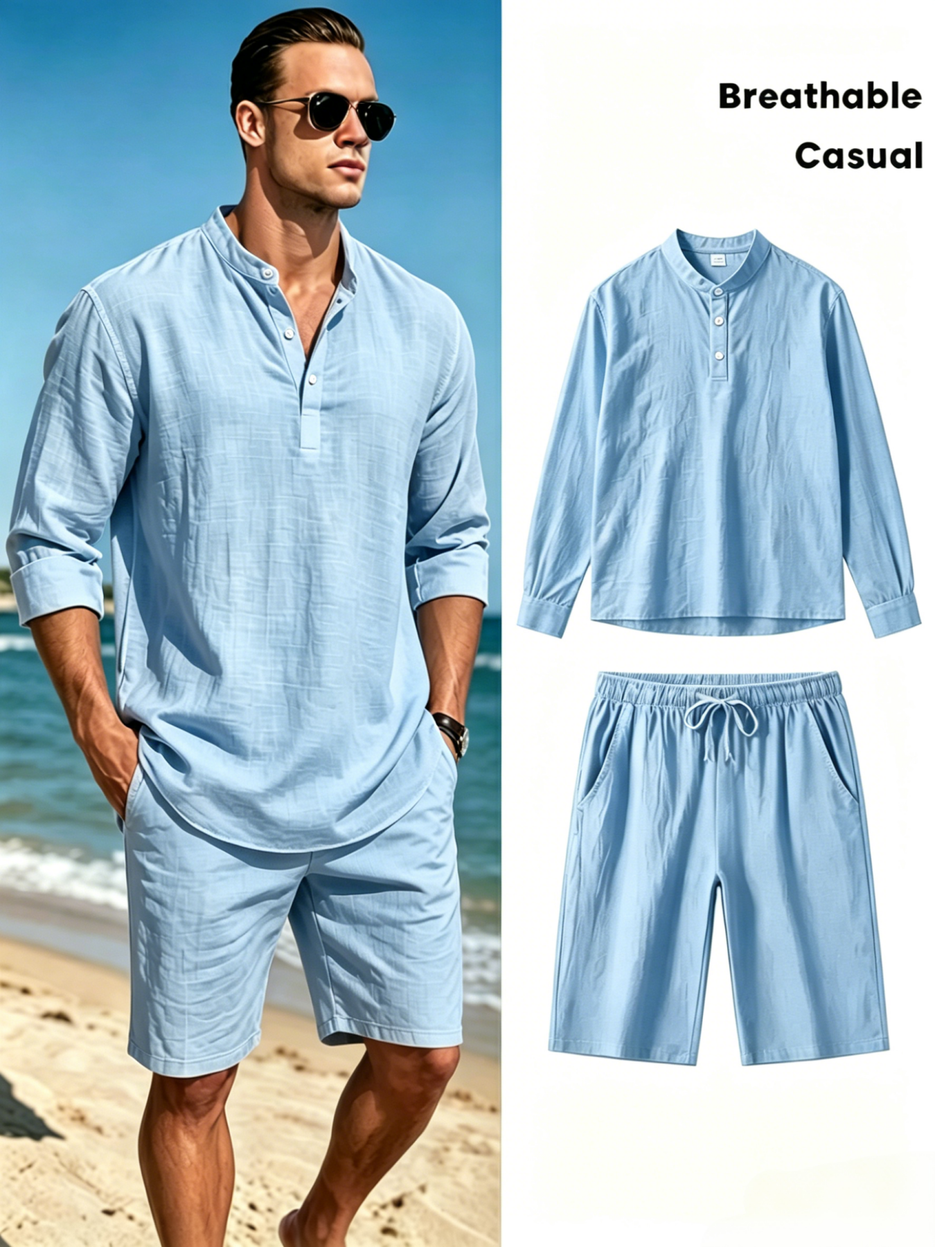 mens cotton linen henley shirt - Linen Shorts Men avis et prix