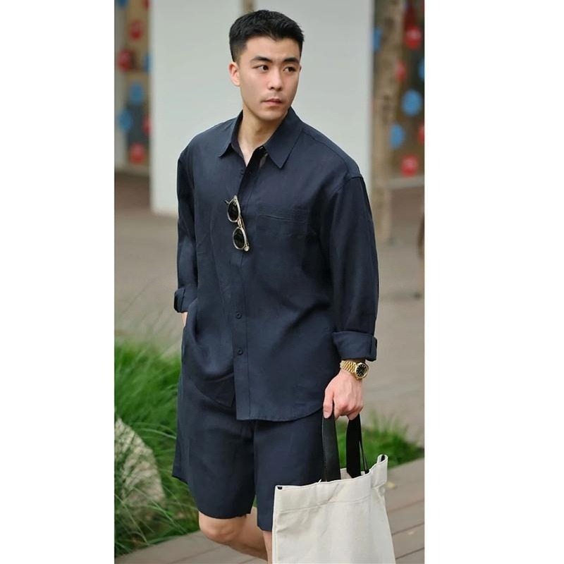 Summer Casual Set Lyocell Line - Linen Shorts Men avis et prix