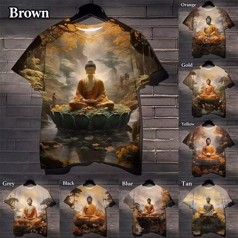 Harajuku 3D Print Buddha Sakya - Summer Clothing India avis et prix