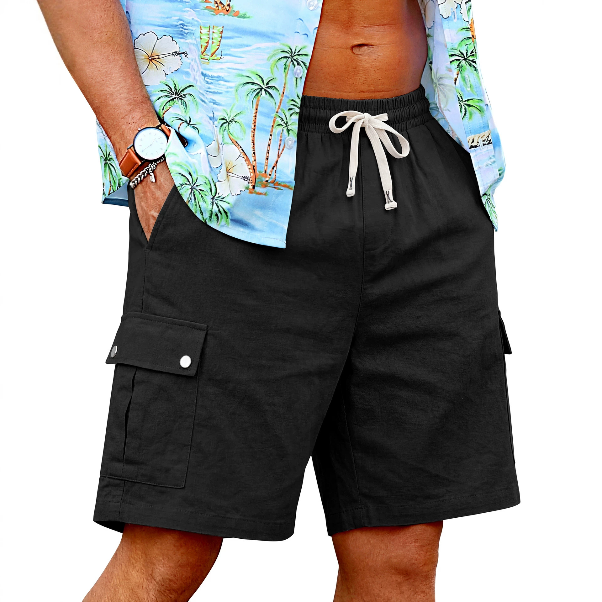 Summer loose skin-friendly out - Linen Shorts Men avis et prix