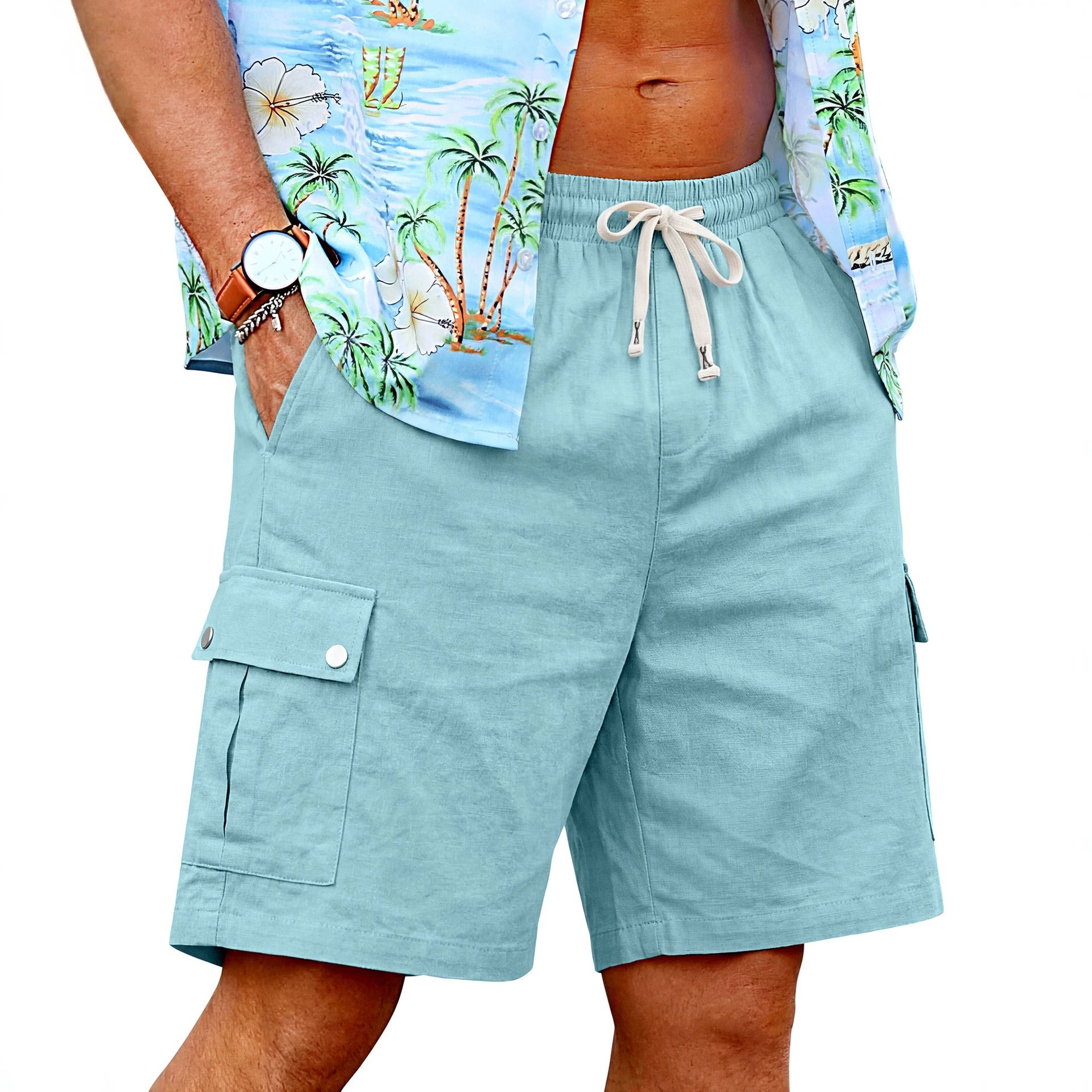 Summer loose skin-friendly out - Linen Shorts Men avis et prix
