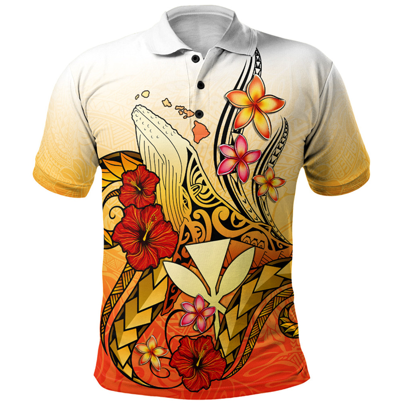 Hawaiian Whales Pattern Polo S - Summer Vacation Clothing Men avis et prix