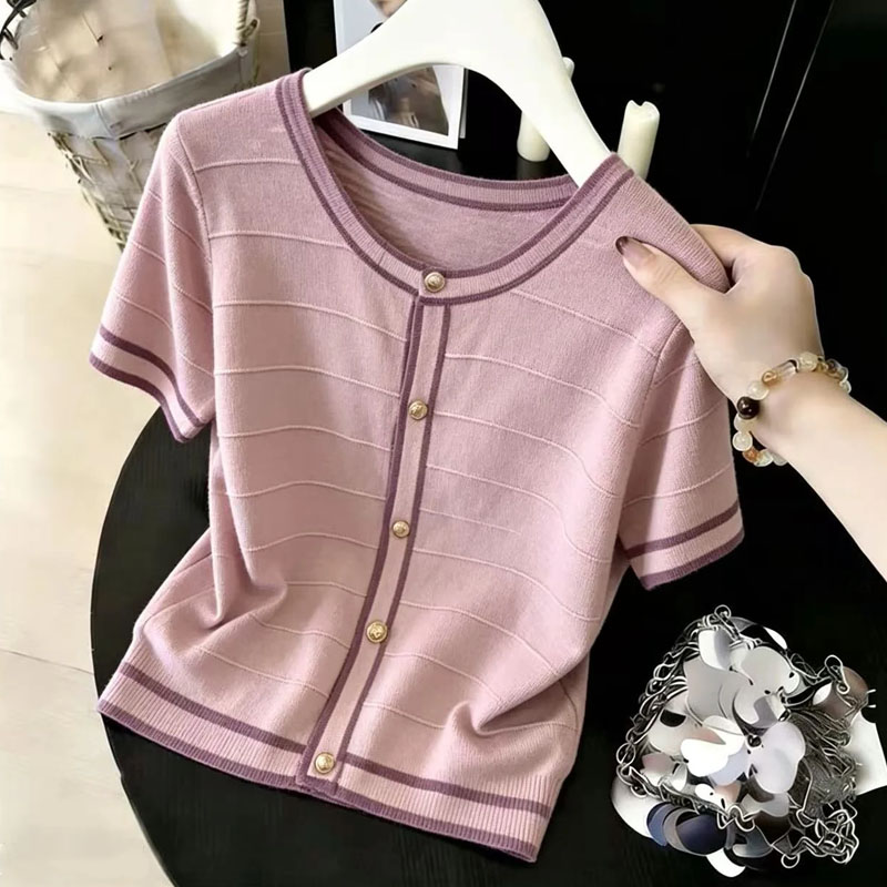Fashion O-Neck Spliced Knitted - Summer Days Clothing avis et prix