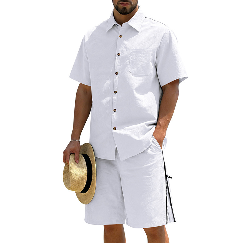 Men's Casual Cotton Linen 2 Pi - Linen Shorts Men avis et prix