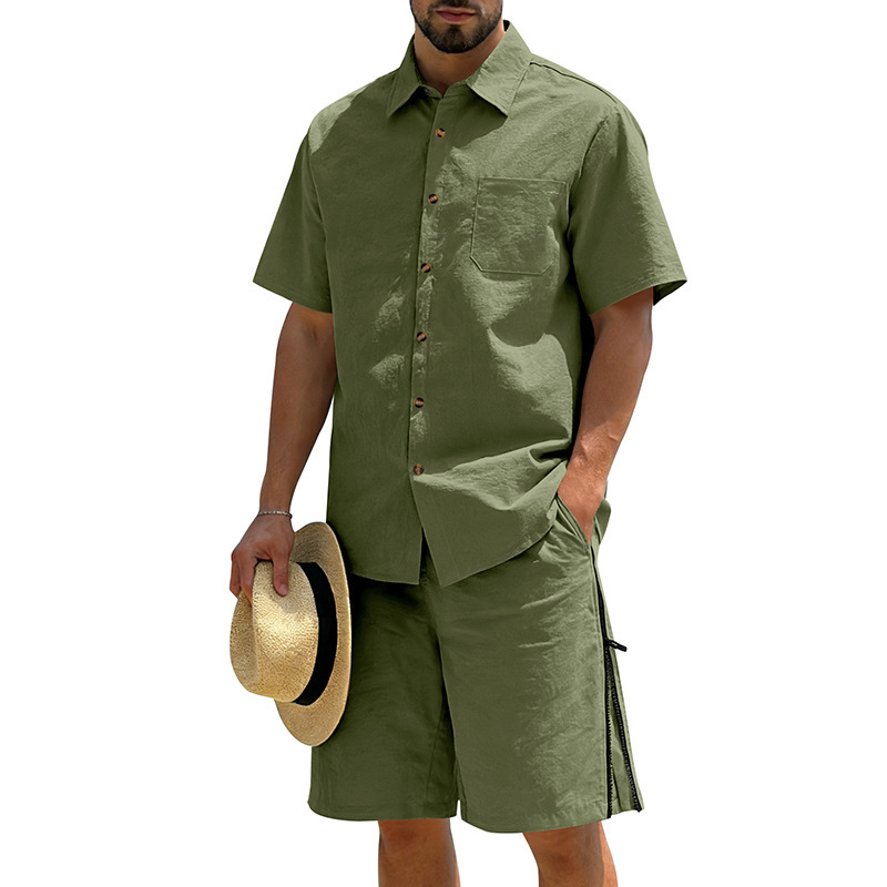 Men's Casual Cotton Linen 2 Pi - Linen Shorts Men avis et prix