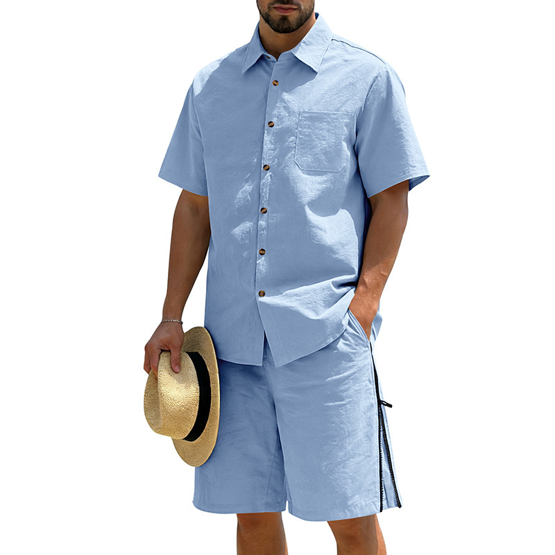 Men's Casual Cotton Linen 2 Pi - Linen Shorts Men avis et prix