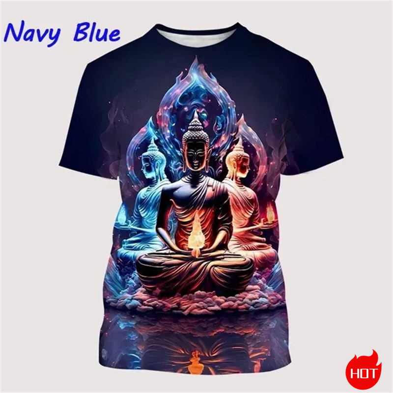 Harajuku 3D Print Buddha Shaky - Summer Clothing India avis et prix