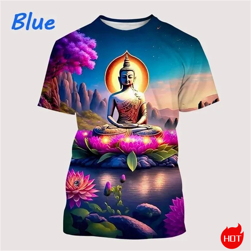 Harajuku 3D Print Buddha Shaky - Summer Clothing India avis et prix