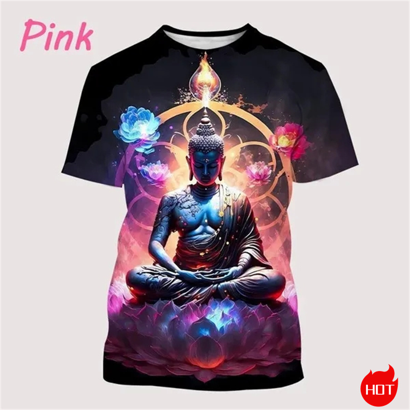 Harajuku 3D Print Buddha Shaky - Summer Clothing India avis et prix