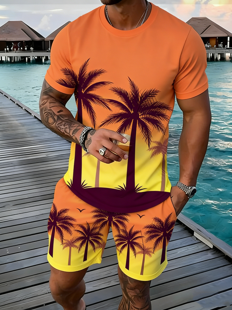 Popular Coconut Tree Printed T - Summer Vacation Clothing Men avis et prix