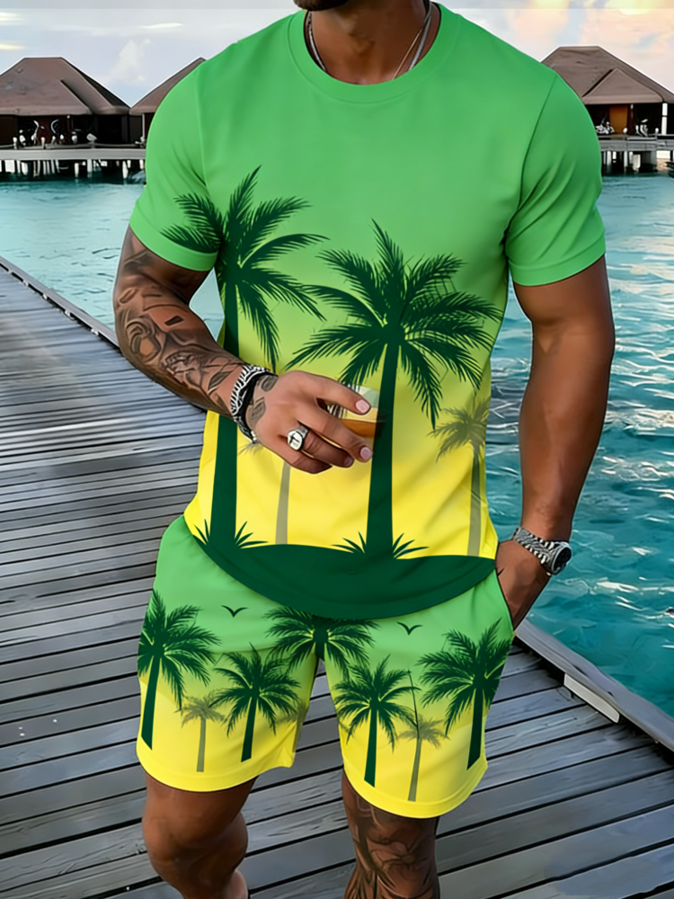 Popular Coconut Tree Printed T - Summer Vacation Clothing Men avis et prix