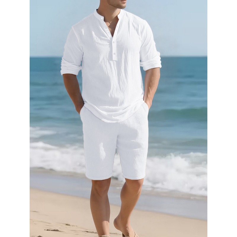 Men's White Linen Blend Two Pi - Linen Shorts Men avis et prix
