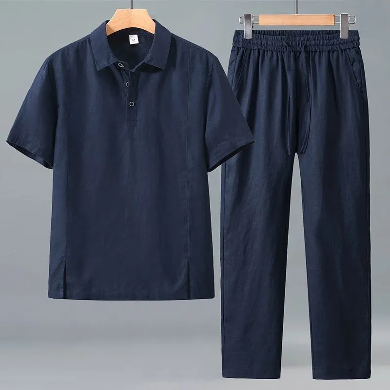 Men Plus Size Summer Linen Two - Linen Shorts Men avis et prix