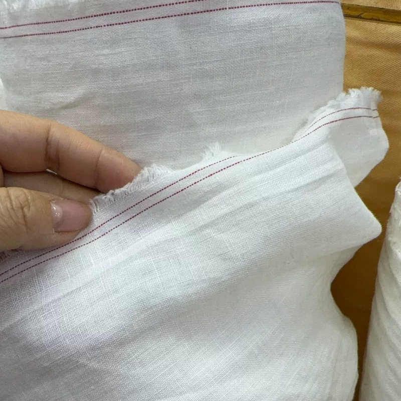 White Pure Flax Fabric Soft Br - Summer Clothing Material avis et prix