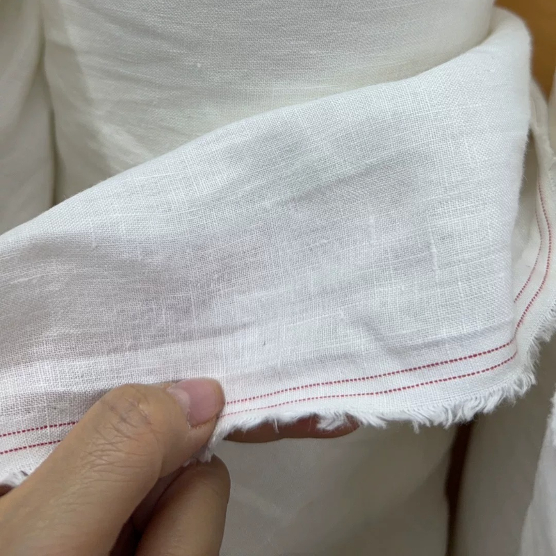 White Pure Flax Fabric Soft Br - Summer Clothing Material avis et prix