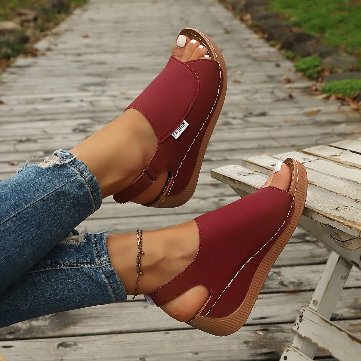 Women's Adjustable Strap Wedge - Summer Closet avis et prix