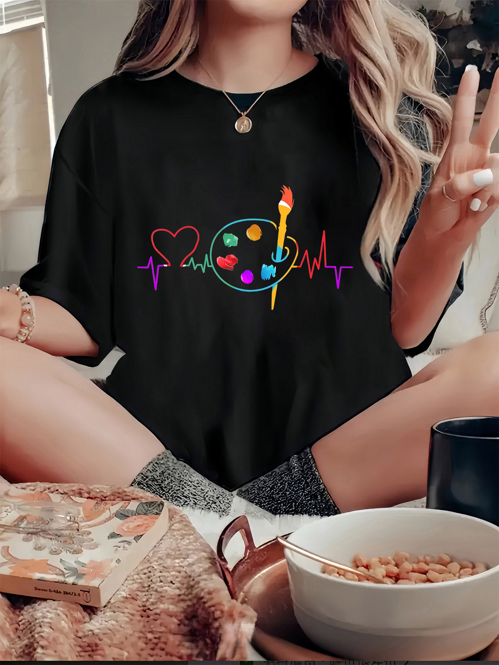 Colorful Geometric Women's Cas - Summer Clothing Palette avis et prix