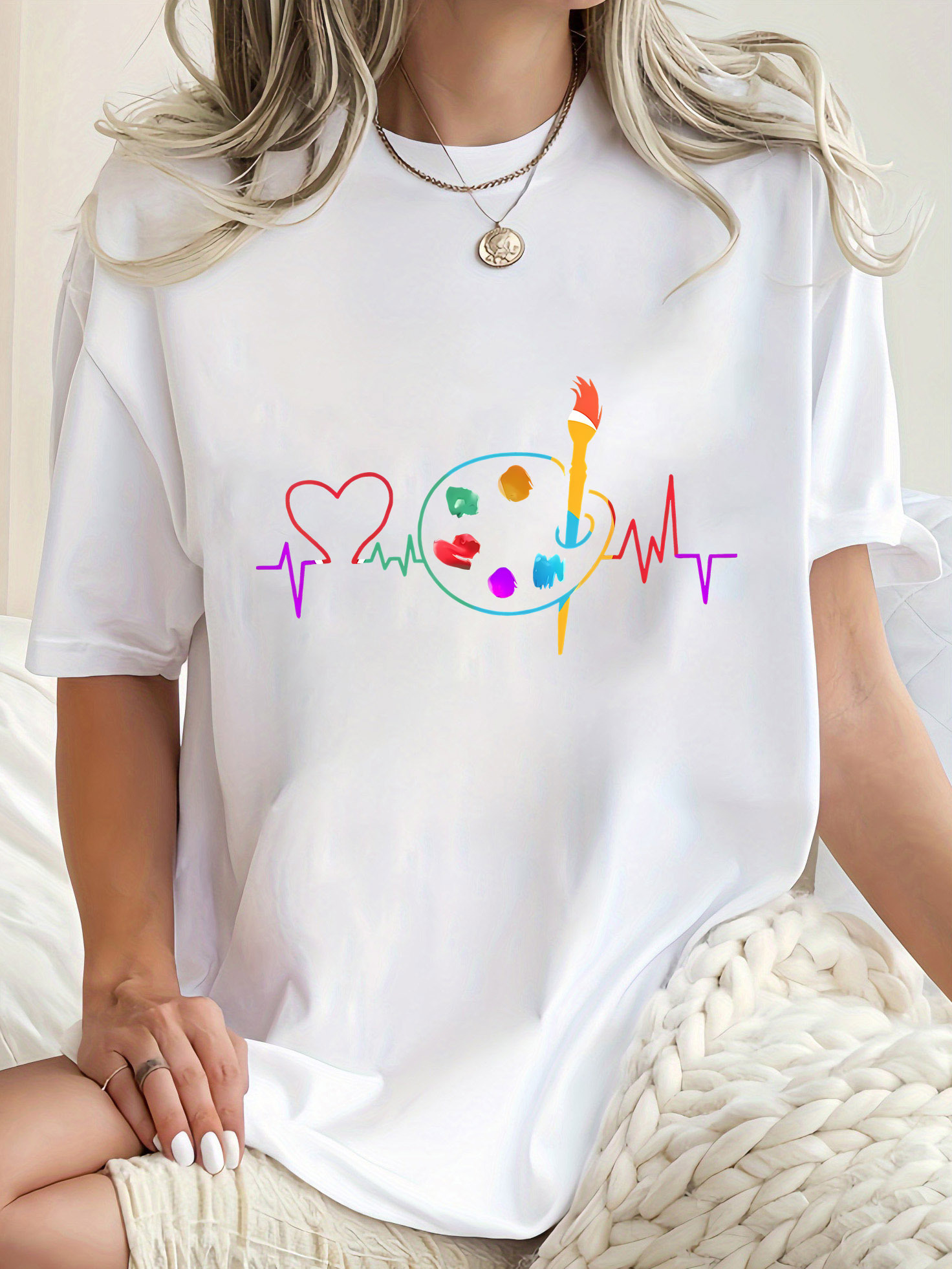 Colorful Geometric Women's Cas - Summer Clothing Palette avis et prix