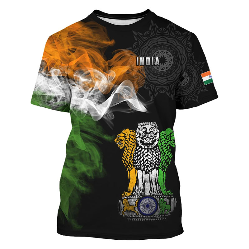 India Flag Print T-shirt Men's - Summer Clothing India avis et prix