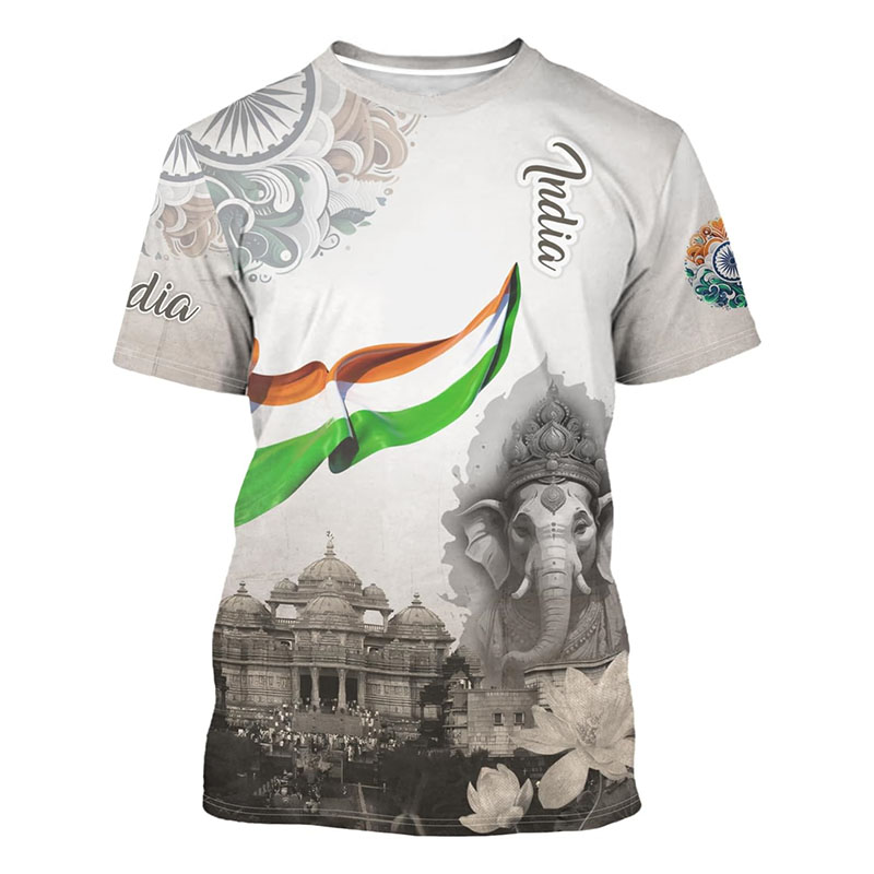 India Flag Print T-shirt Men's - Summer Clothing India avis et prix