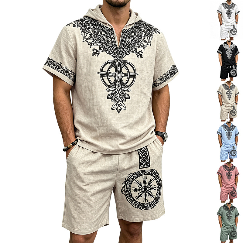 Men Linen Look Viking Tree Pri - Linen Shorts Men avis et prix
