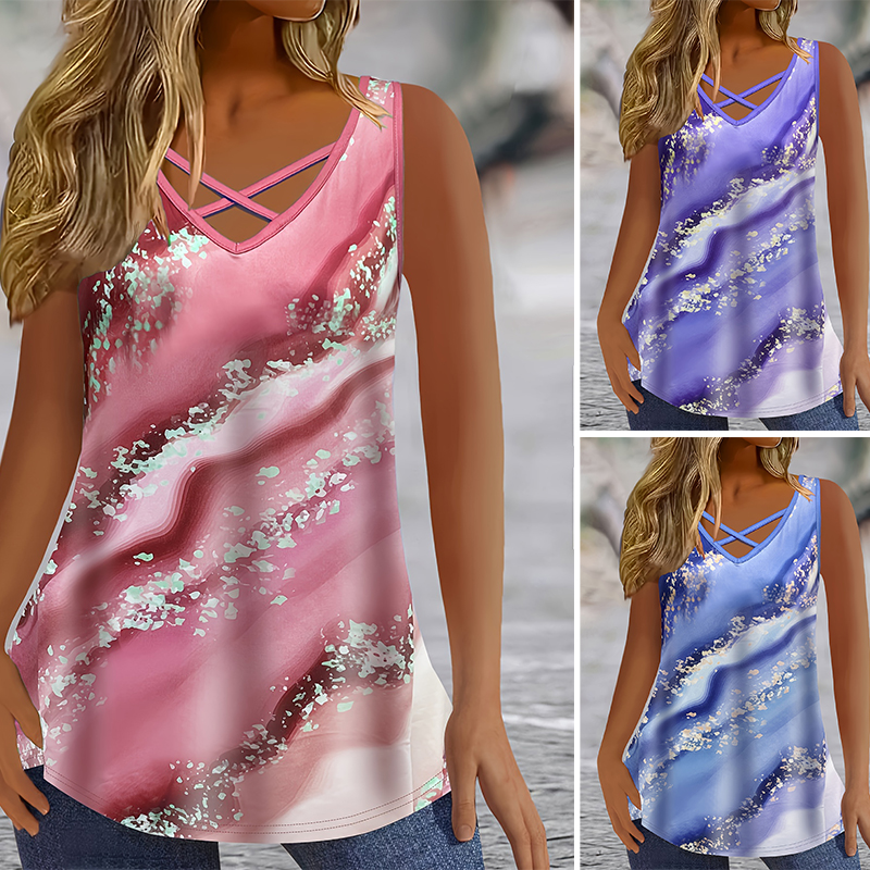 Plus Size Marble Print Tank To - Summer Clothing For Plus Size Women avis et prix