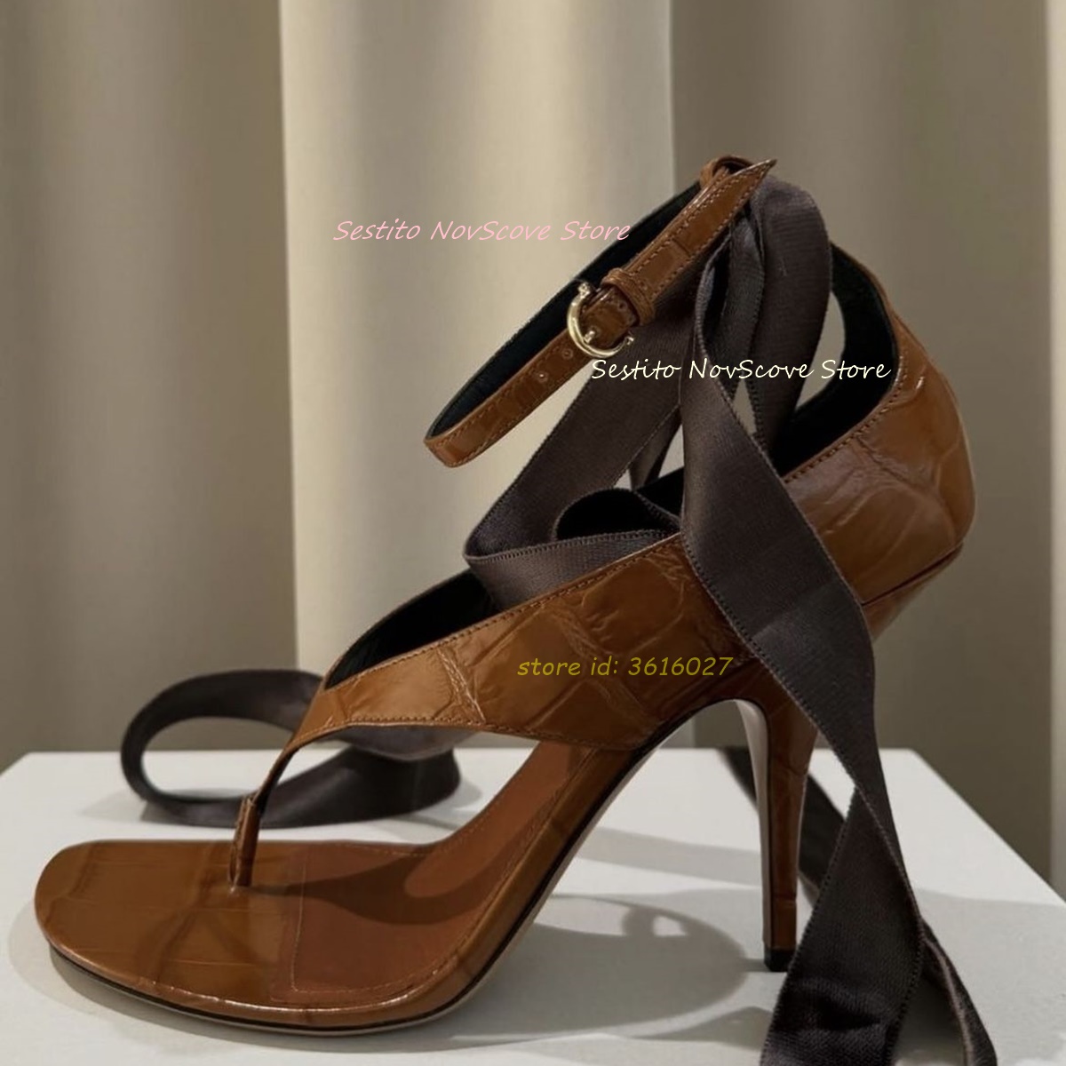 Brown Open Toe Lace Up Sandals - Summer Closet avis et prix